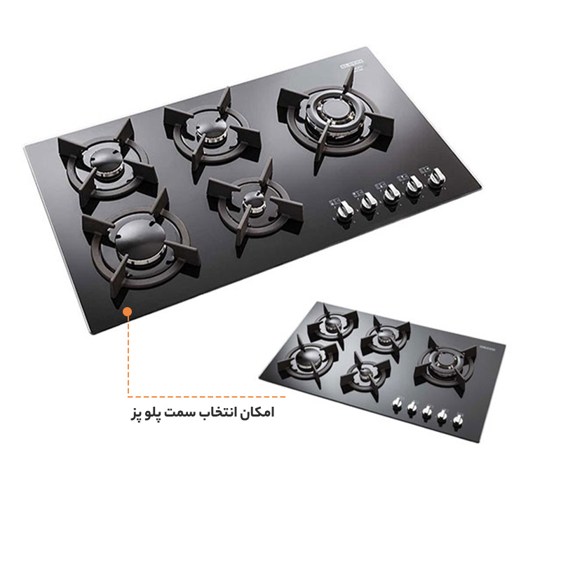 اجاق گاز صفحه ای شیشه‌ای استیل البرز مدل G 5907