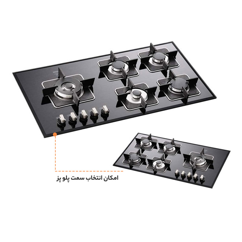 اجاق گاز صفحه ای شیشه‌ای استیل البرز مدل G 5909