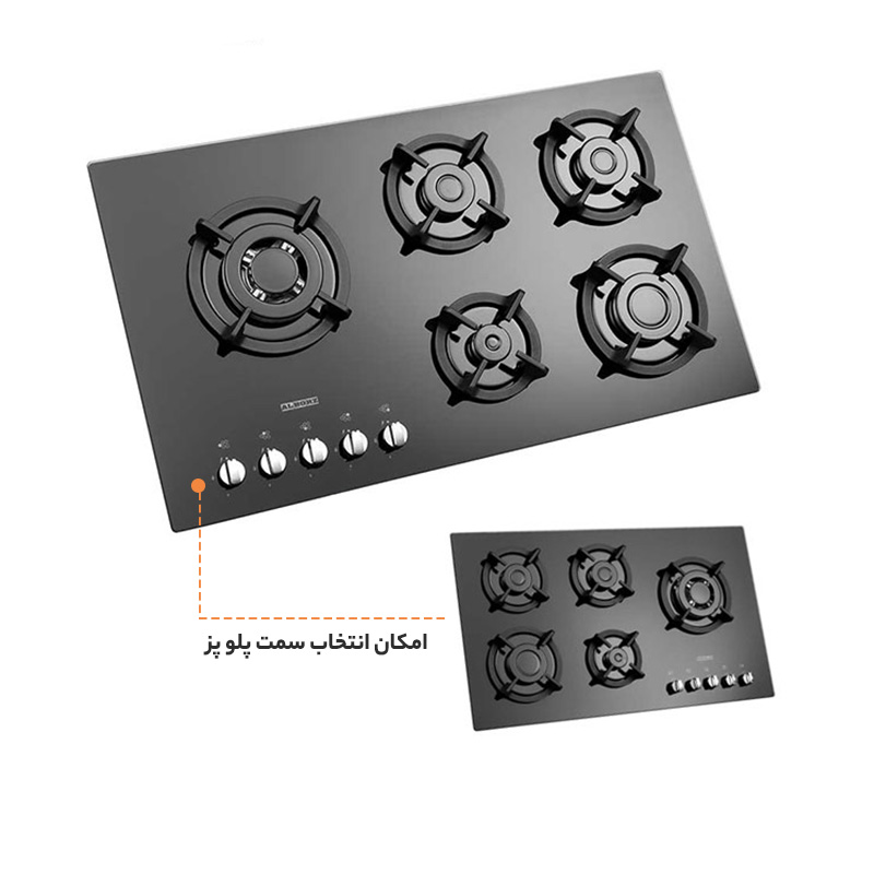 اجاق گاز صفحه ای شیشه‌ای استیل البرز مدل G 5957