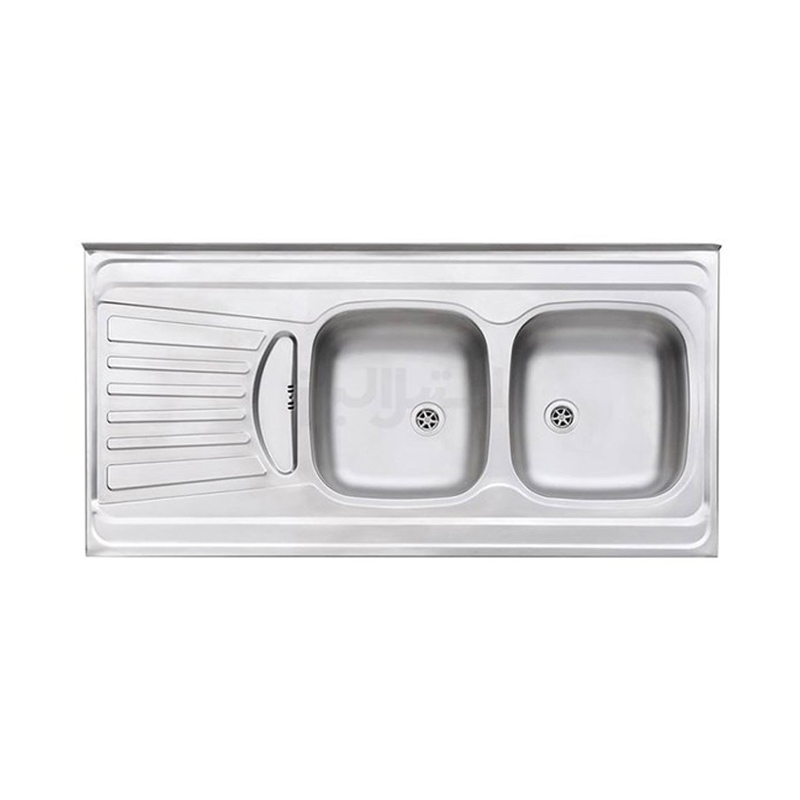 سينک ظرفشویی معمولی دو لگن استیل البرز مدل ساحل سایز 120*50*4