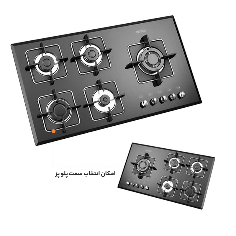 اجاق گاز صفحه ای شیشه‌ای استیل البرز مدل G 5959